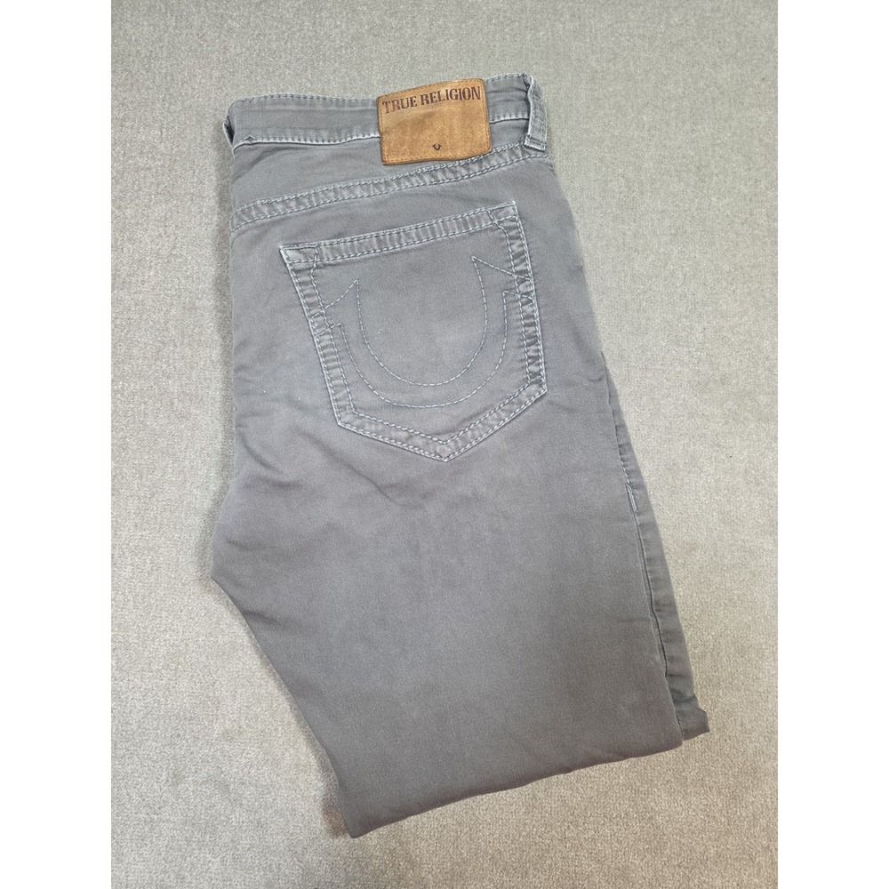 Men's Brown Geno Relaxed Slim True Religions Jeans Sz 40x32 Straight Leg Preppy